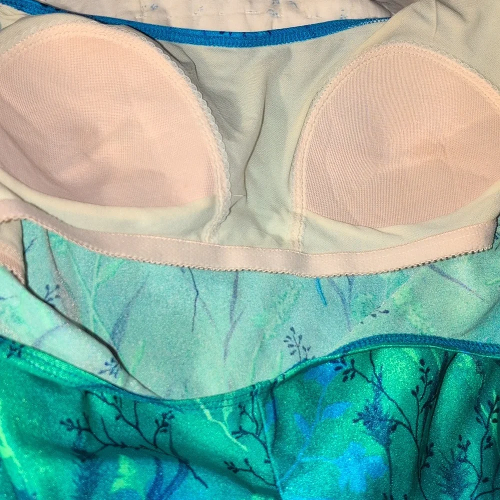 Vintage Women's‎ Blue Green Floral Print Swimsuit Size 12